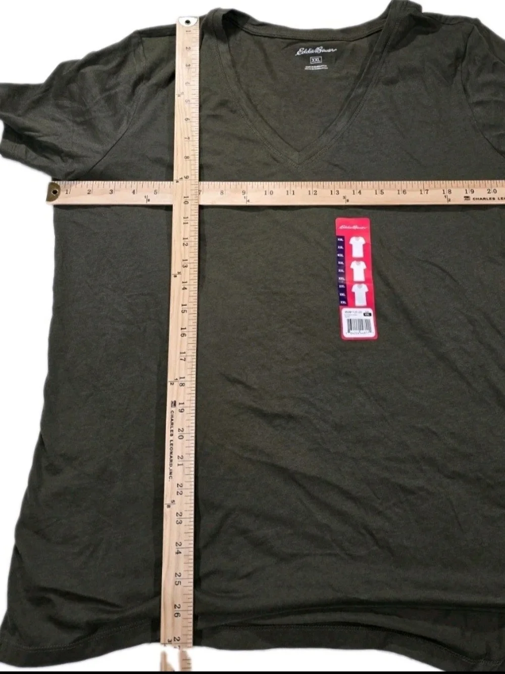 New With Tags Eddie Bauer Olive V-Neck Short Sleeve Tee Size XXL